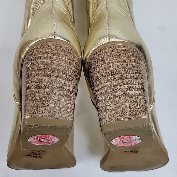 Soda Women Cowboy Western Stitched Heel Boots Pointy Toe Mid Shaft ORVILLE Gold - Picture 11 of 12